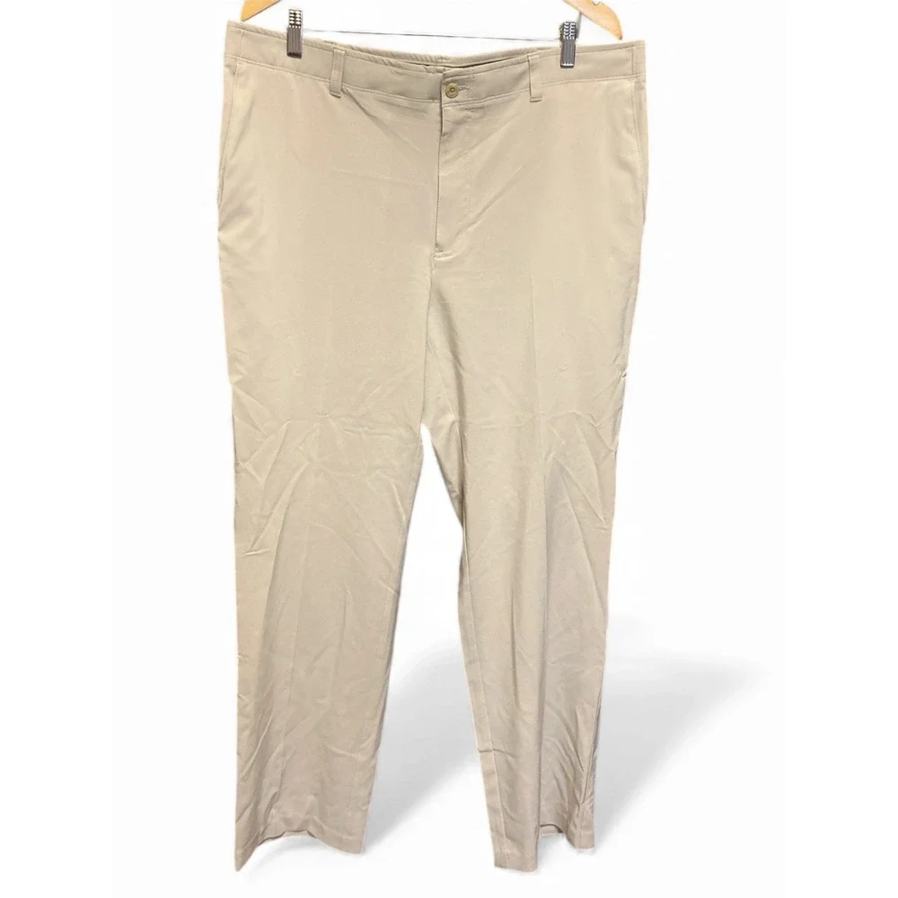 Ben‎ Hogan Performance Golf Pants Mens 38x32 Khaki Tan Stretch Flat Front WT2943